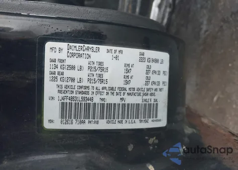 2001 Jeep Cherokee Sport z USA, uszkodzony, nr VIN 1J4FF48S31L593448